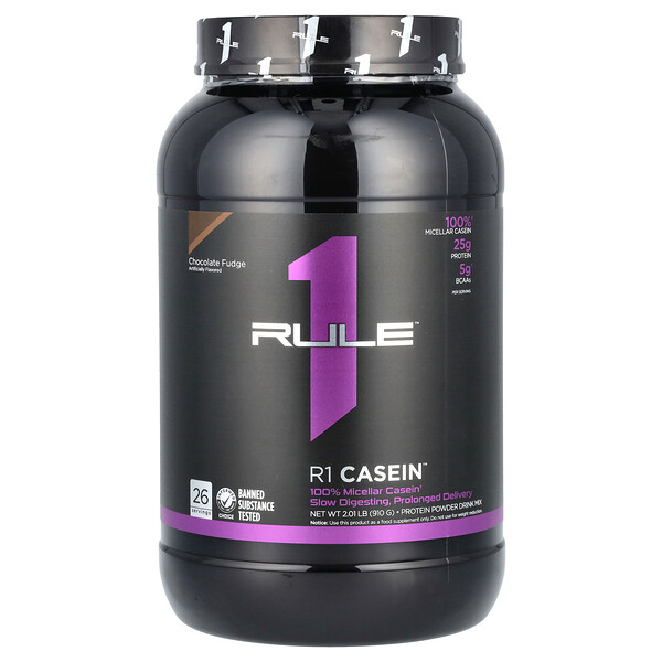 R1 Casein, Protein Powder Drink Mix, Chocolate Fudge, 2.01 lb (910 g) Rule One Proteins