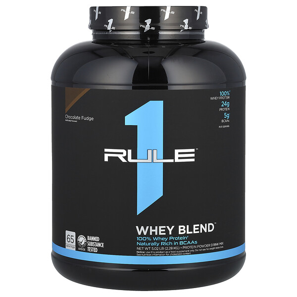 Whey Blend, Protein Powder (Порошок) Mix, Chocolate Fudge, 5.02 lb (Фунты) (2.28 kg) Rule One Proteins