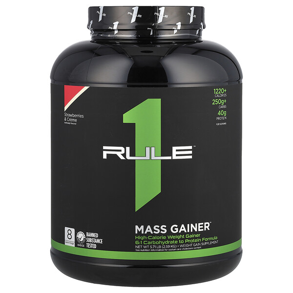 Mass Gainer, Strawberries & Creme, 5.71 lb (2.59 kg) Rule One Proteins