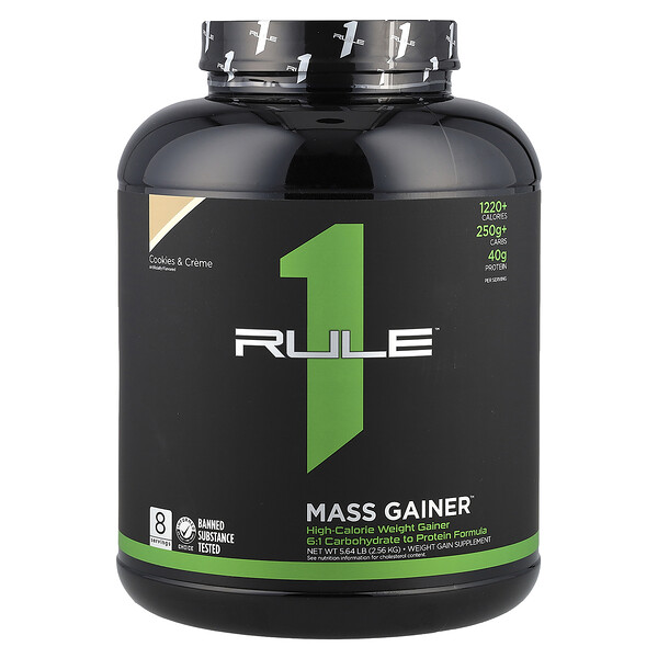 Mass Gainer, Cookies & Creme, 5.64 lb (2.56 kg) Rule One Proteins