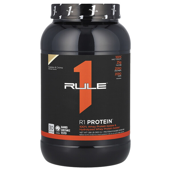 R1 Protein Powder Drink Mix, Cookies & Creme, 1.98 lb (900 g) Rule One Proteins