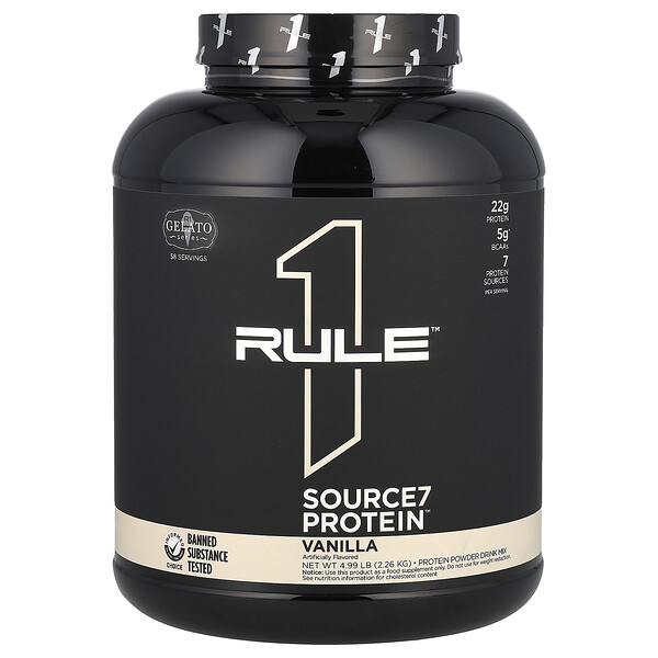 Source7 Protein Powder Drink Mix, Vanilla, 4.99 lb (2.26 kg) Rule One Proteins
