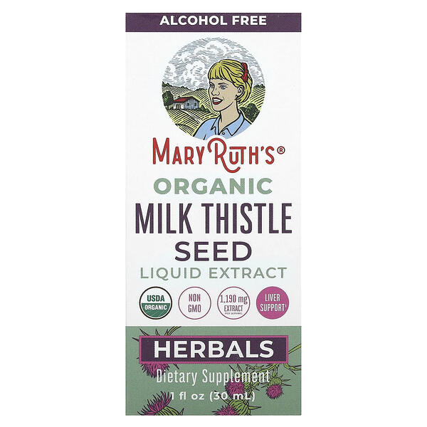Organic Milk Thistle Seed Liquid Extract, Alcohol Free, 1,190 mg, 1 fl oz (30 ml) MaryRuth's