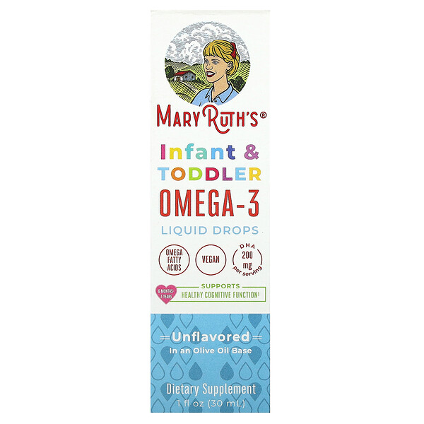 Infant & Toddler Omega-3 Liquid Drops, 6 Months - 3 Years, Unflavored, 1 fl oz (30 ml) MaryRuth's