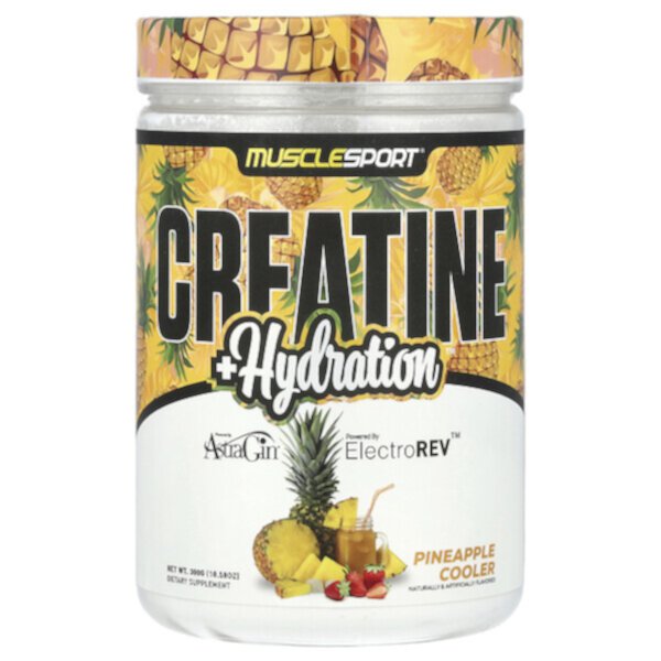 Creatine + Hydration, Pineapple Cooler, 10.58 oz (300 g) MuscleSport