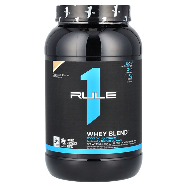 Whey Blend, Protein Powder Drink Mix, Cookies & Creme, 1.95 lbs (884 g) Rule One Proteins