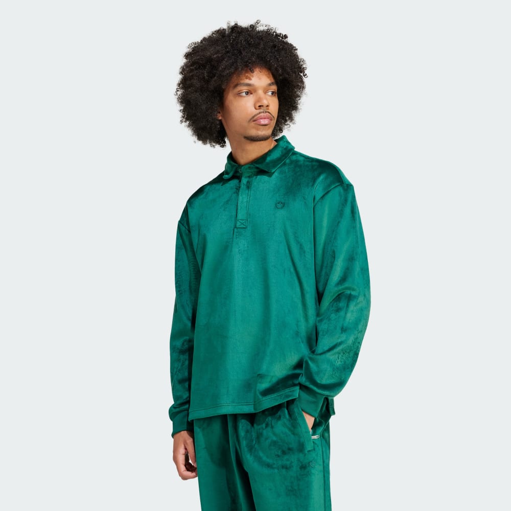 Premium Essentials+ Velvet Long Sleeve Polo Shirt Adidas Originals