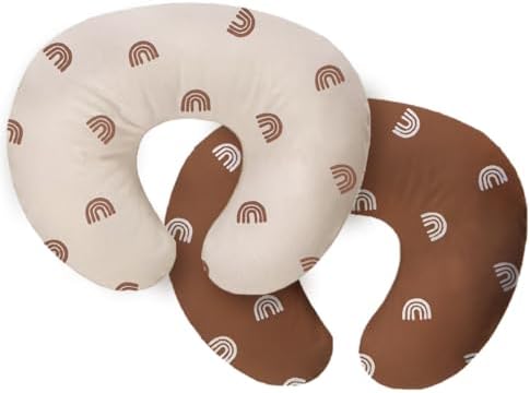 Nursing Pillow Cover, 2 Pack Stretchy Removable Nursing Covers for Breastfeeding Pillows, Ultra Soft Newborn Feeding Pillow Cover for Baby Girl and boy, Willow and sage Style Lethooly