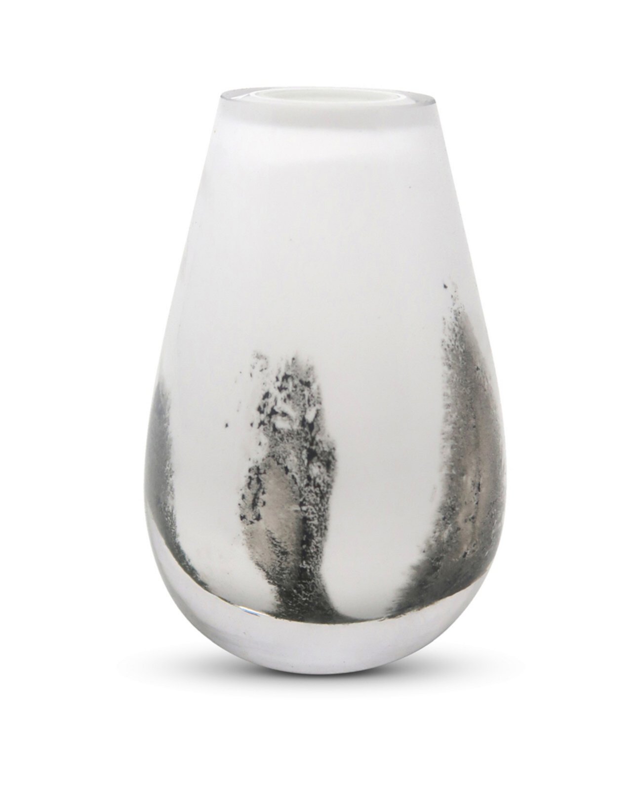 6.5"H White with Black Strokes Glass Bud Vase Vivience