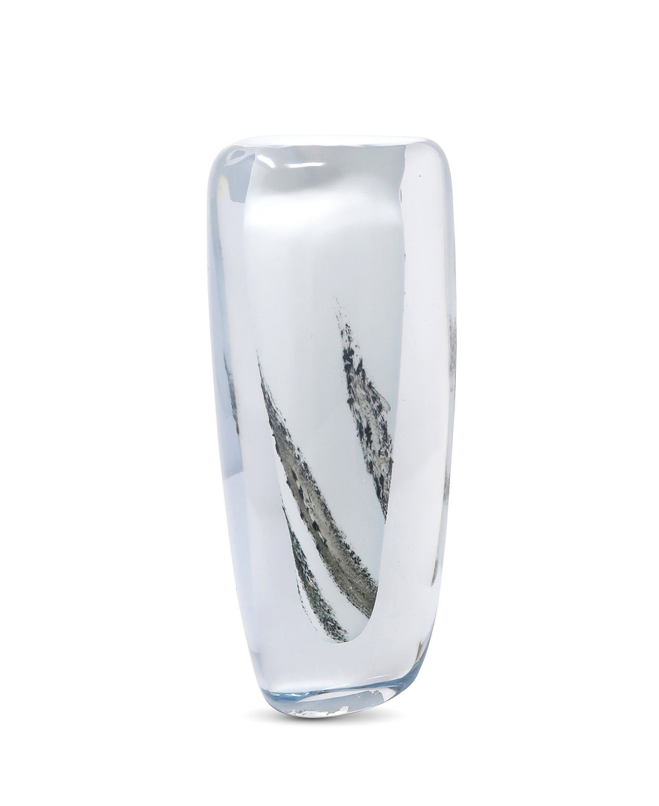 11.5"H White Inner with Black Strokes Double Wall Glass Vase Vivience