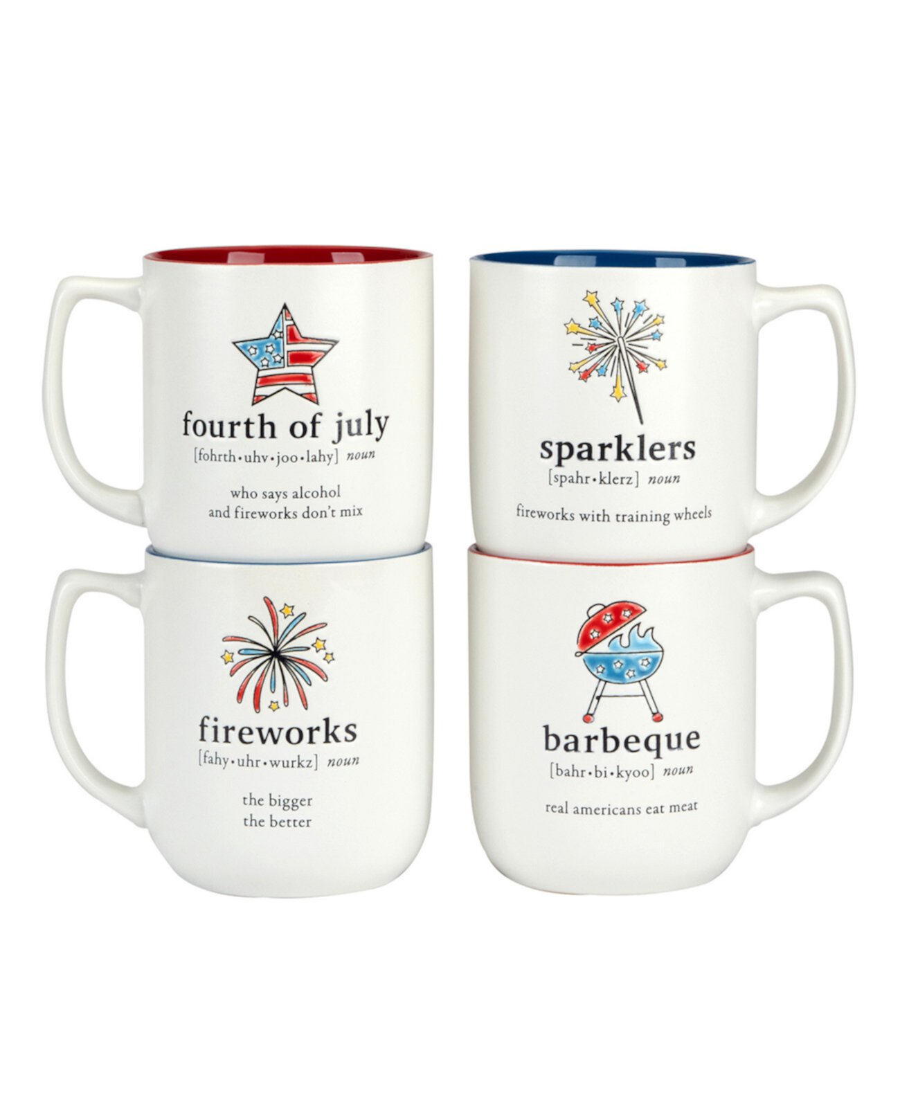 Patriotic Words Set of 4 Mugs Certified International