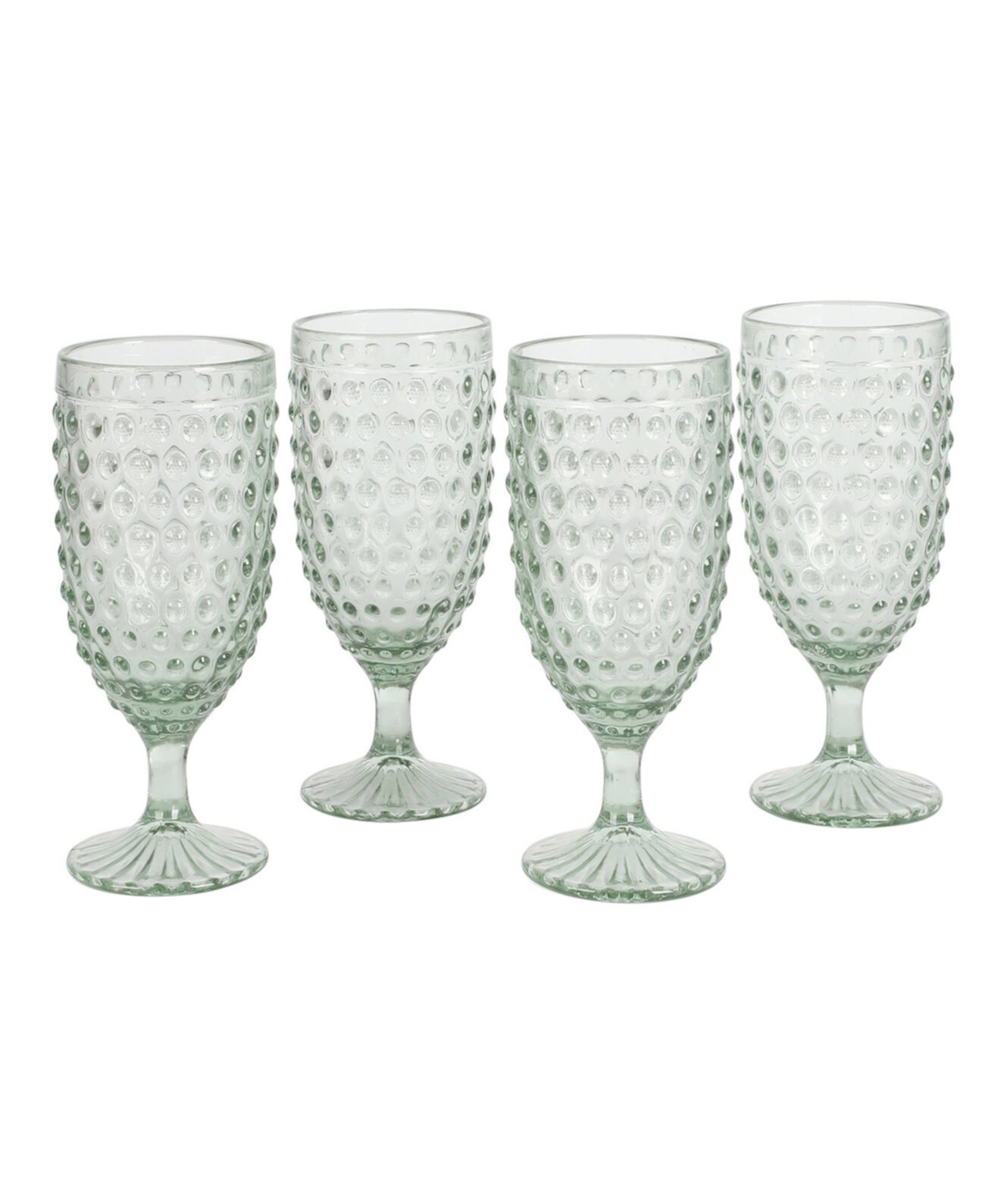 Chauncey Hobnail Handmade Glass Goblet, Set of 4 Martha Stewart