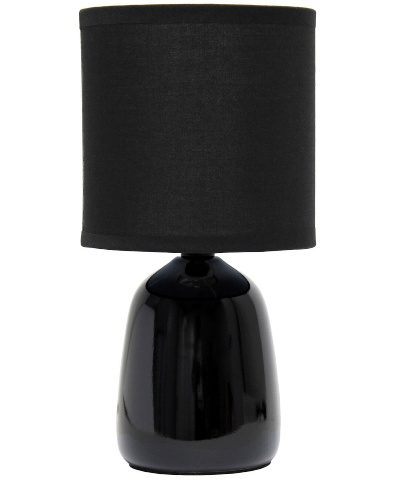 10.04" Tall Traditional Ceramic Thimble Base Bedside Table Desk Lamp with Matching Fabric Shade Simple Designs