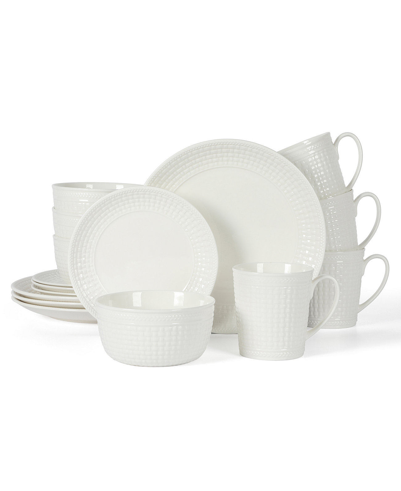 Basket Weave Embossed 16 Piece Dinnerware Set, Service for 4 Martha Stewart