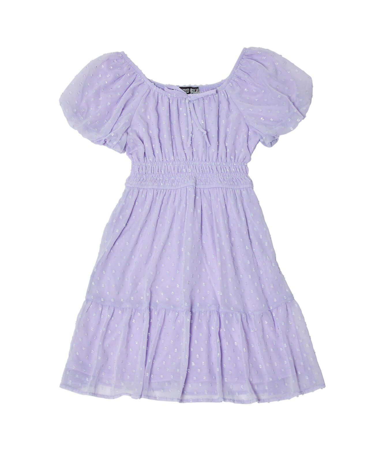 Big Girls Puff Sleeve Clip Dot Dress Trixxi