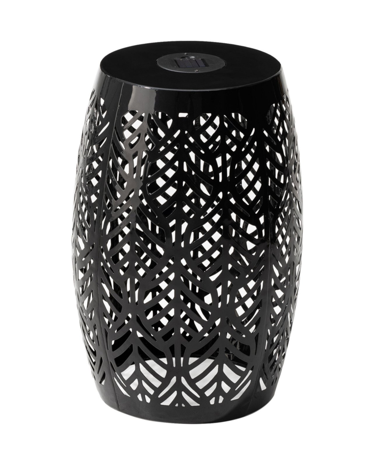 Multi-Functional Black Iron  Leaf Pattern Solar Powered Garden Stools or Planter Stand Glitzhome