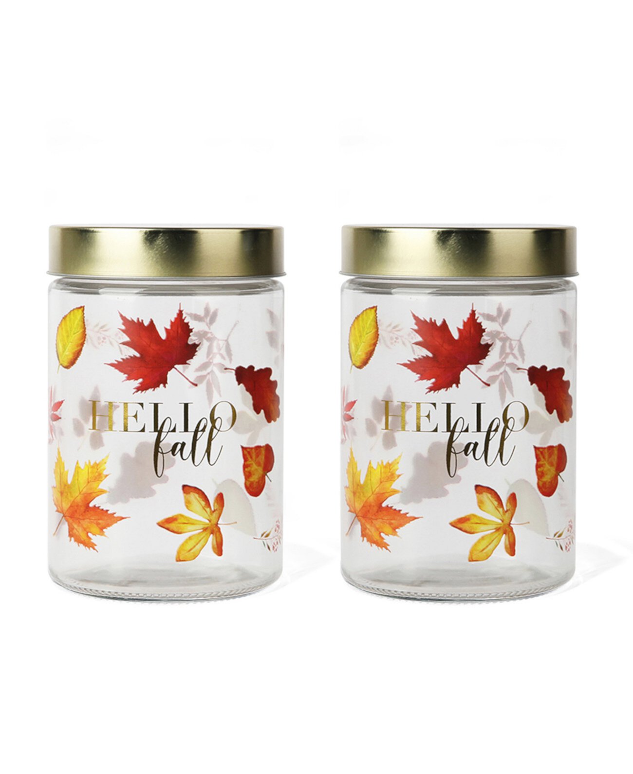 Fall Leaves Glass Jar, 40 oz American Atelier