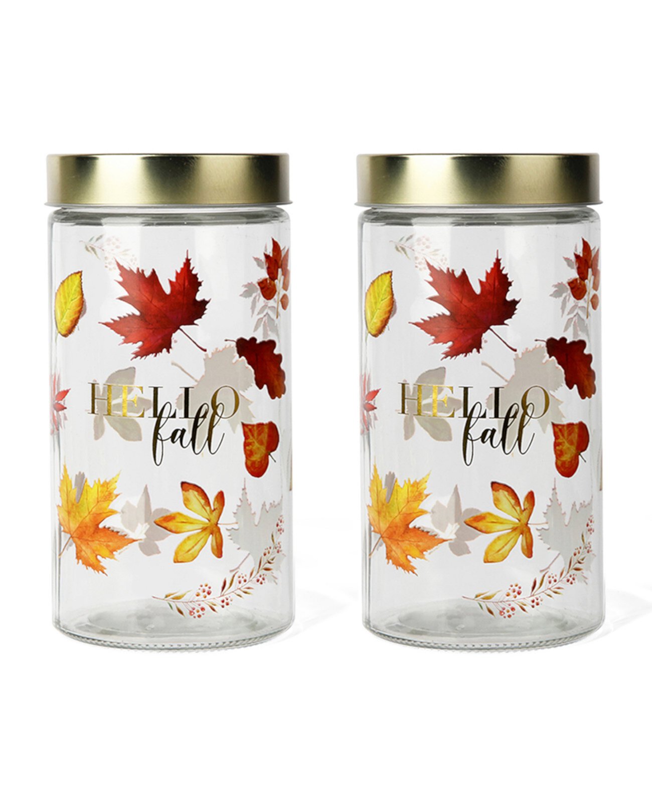 Fall Leaves Glass Jar, 60 oz American Atelier