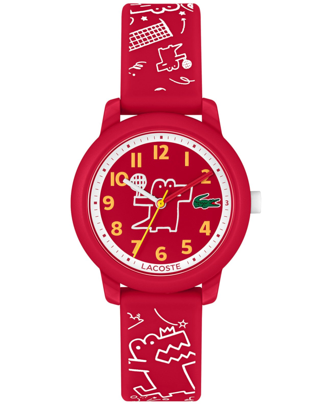Kid's Red Printed Silicone Strap Watch 33mm Lacoste