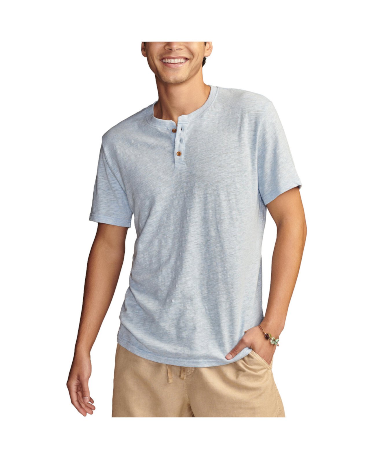 Мужская Повседневная рубашка Lucky Brand Linen Short Sleeve Henley Lucky Brand