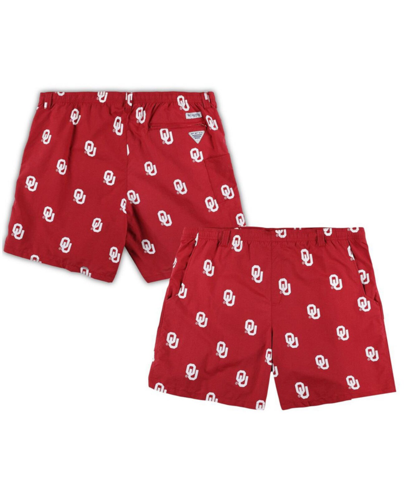 Men's Crimson Oklahoma Sooners Big and Tall Backcast II Allover Print Omni-Shade Shorts Columbia