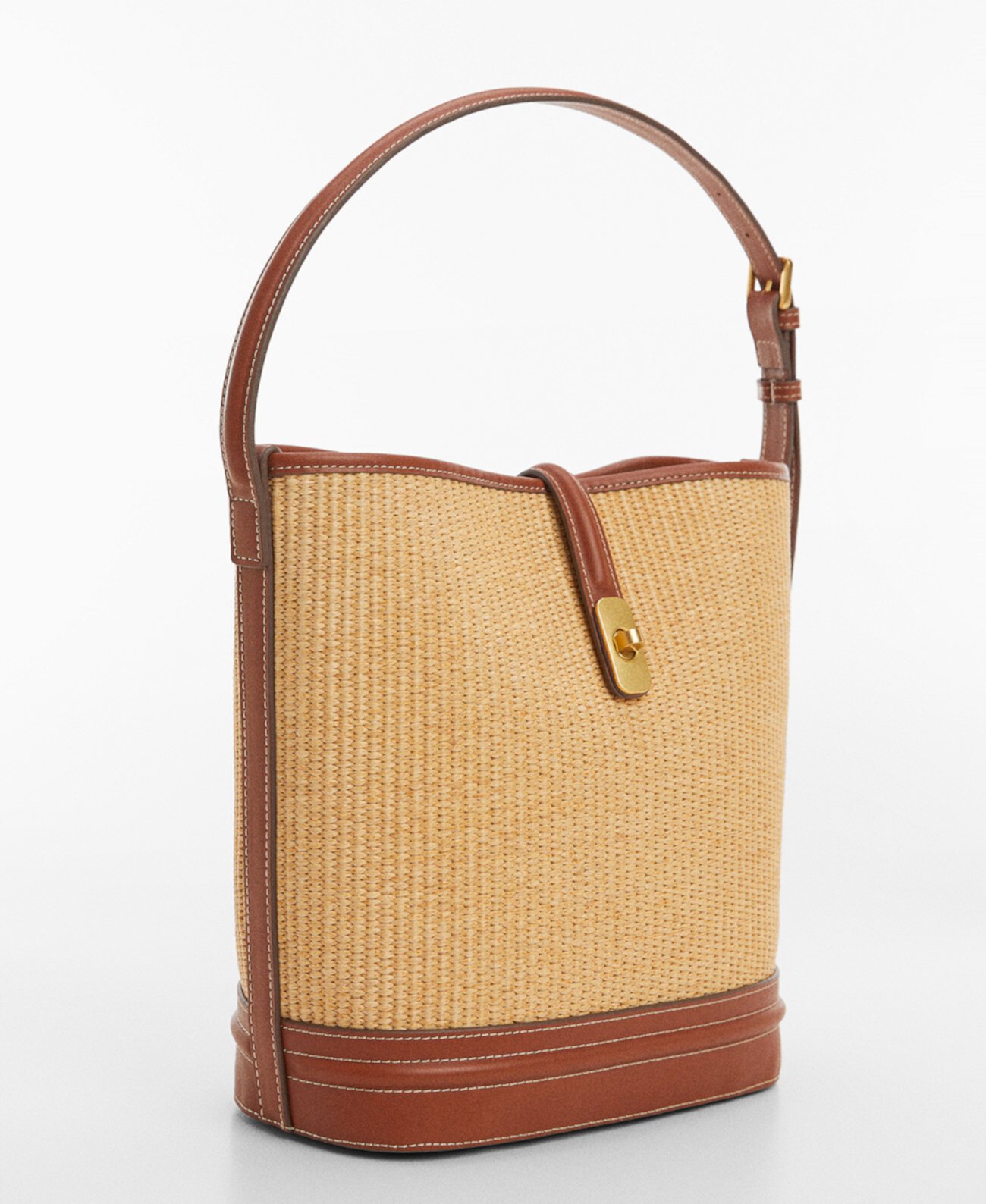 Women's Raffia-Effect Bucket Bag MANGO