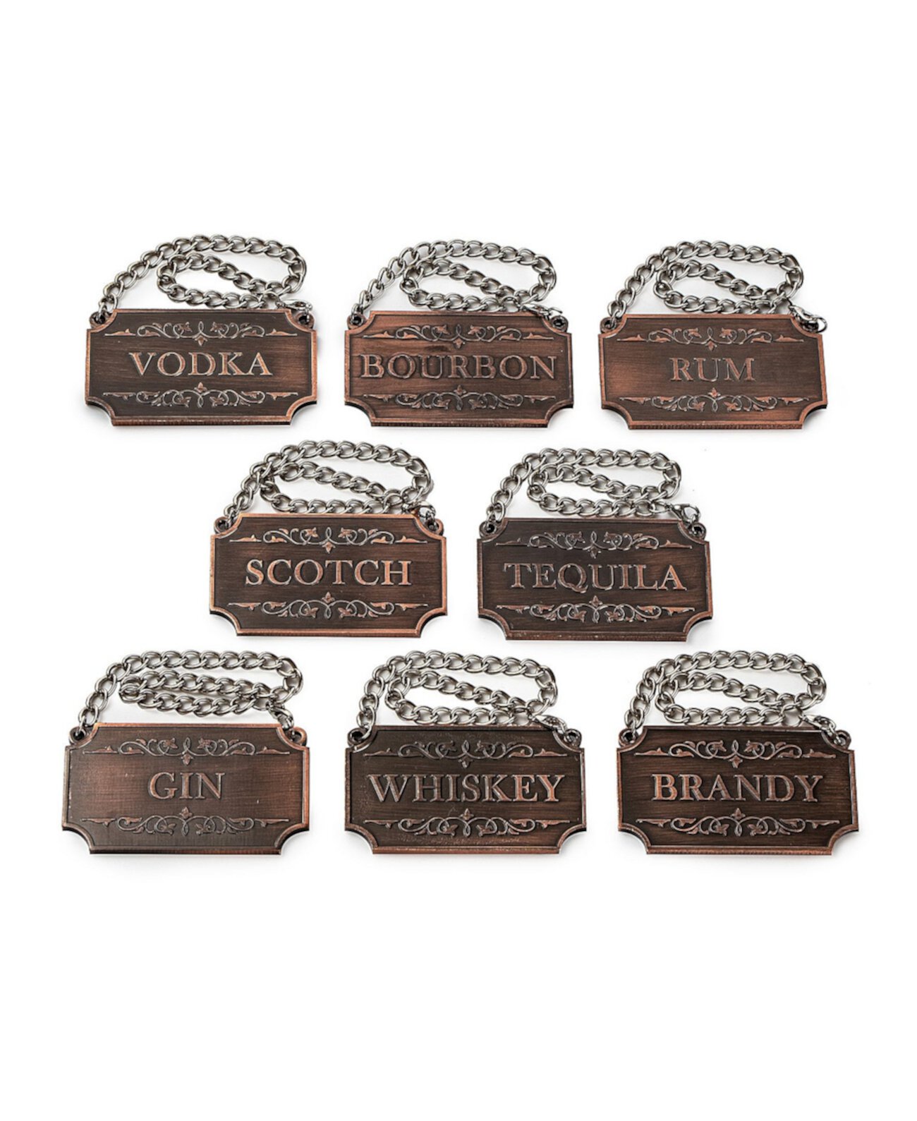 Decanter Tags Copper for Alcohol, Set of 8 The Wine Savant