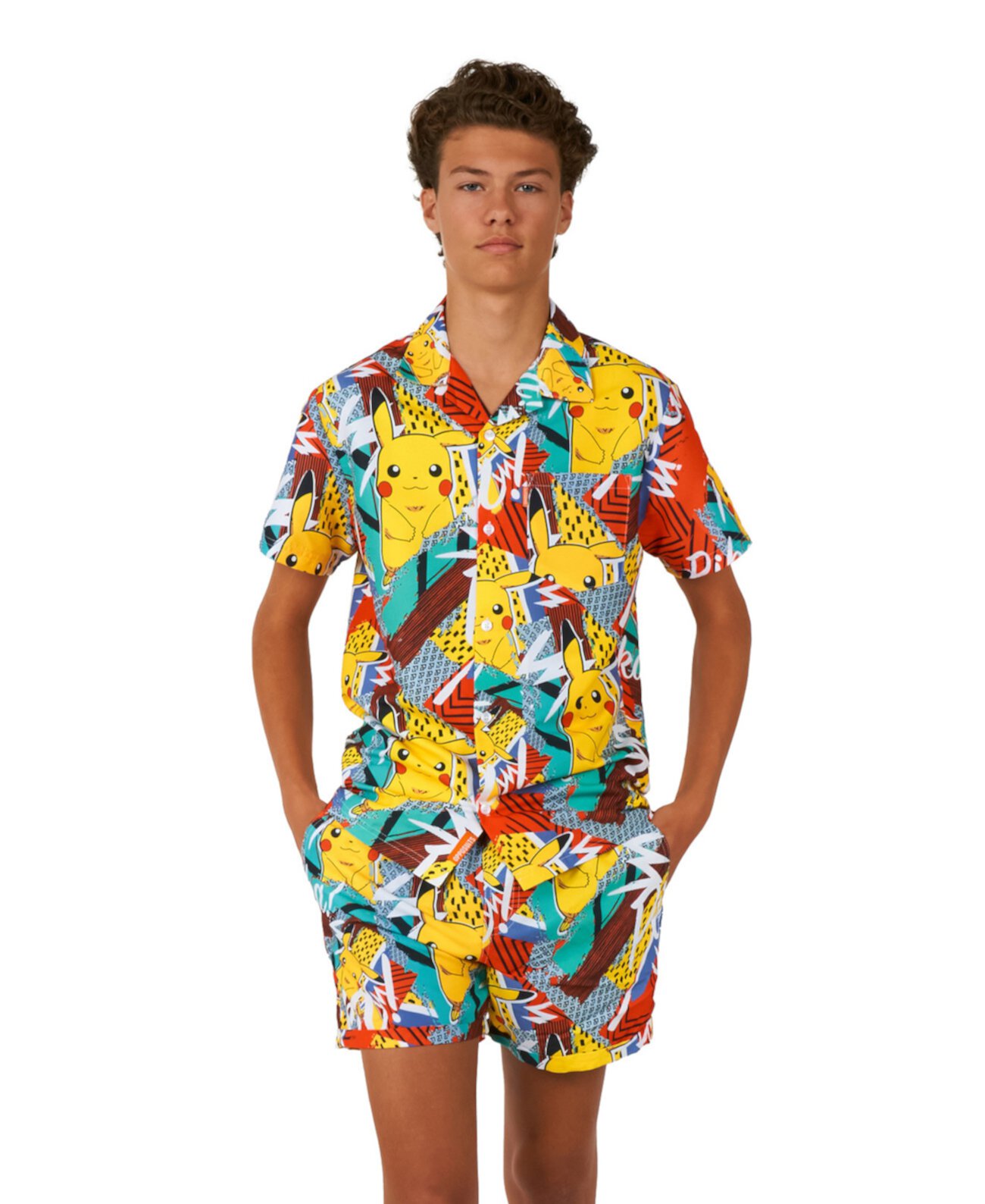 Big Boys 2 Pc Summer Pikachu Shirt and Shorts Set OppoSuits