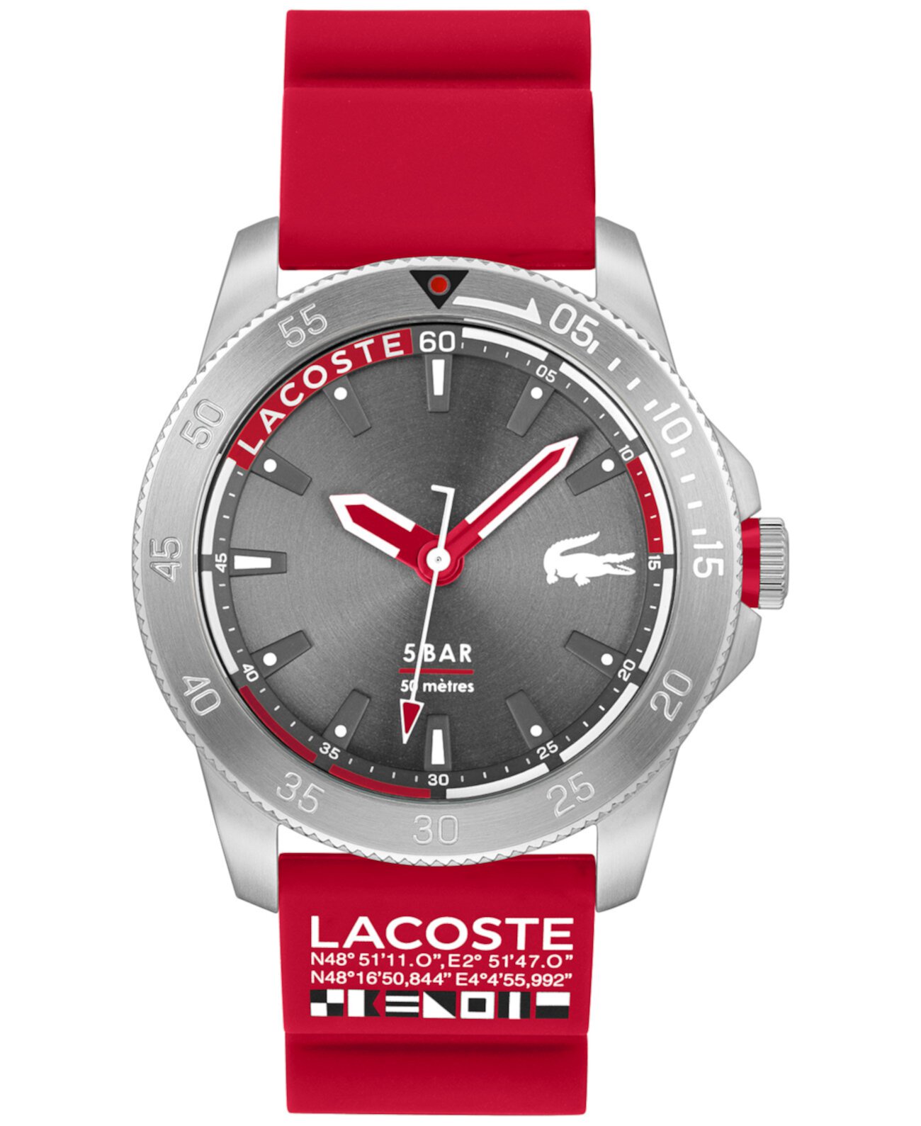Men's Red Silicone Strap Watch 46mm Lacoste