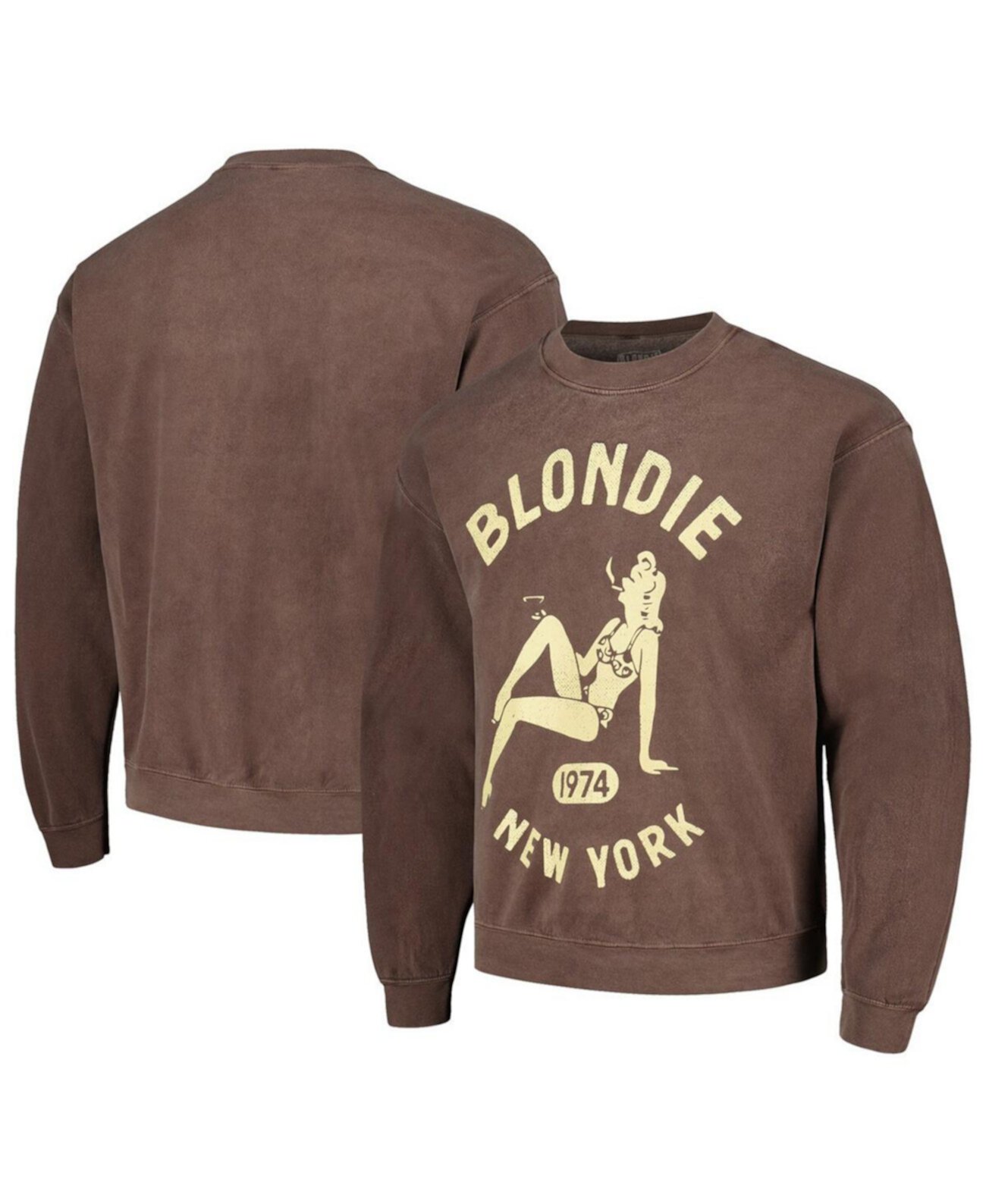 Men's Brown Distressed Blondie New York Pullover Sweatshirt Philcos