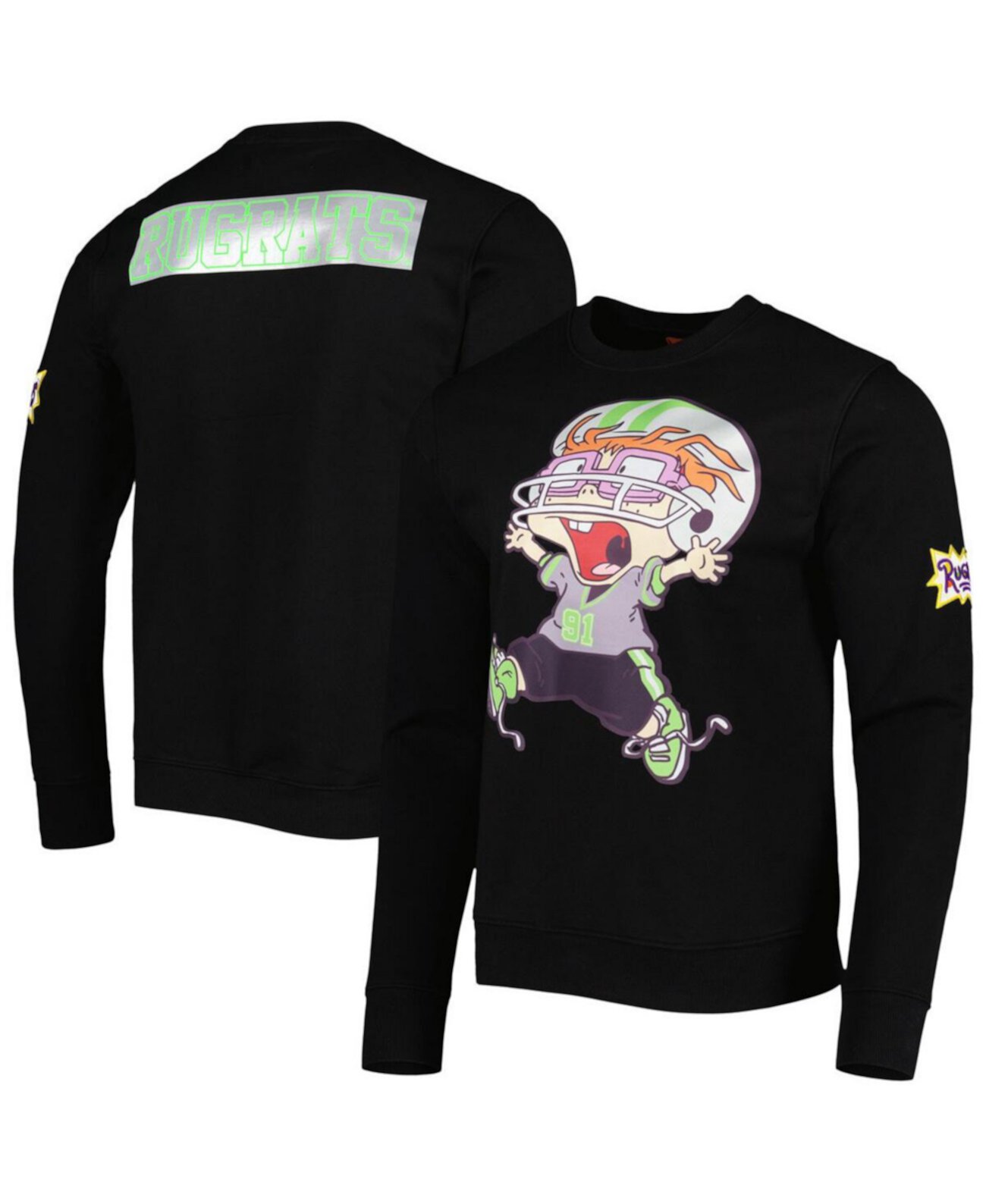 Men's and Women's Black Rugrats Chuckie Runaway Football Pullover Sweatshirt Freeze Max