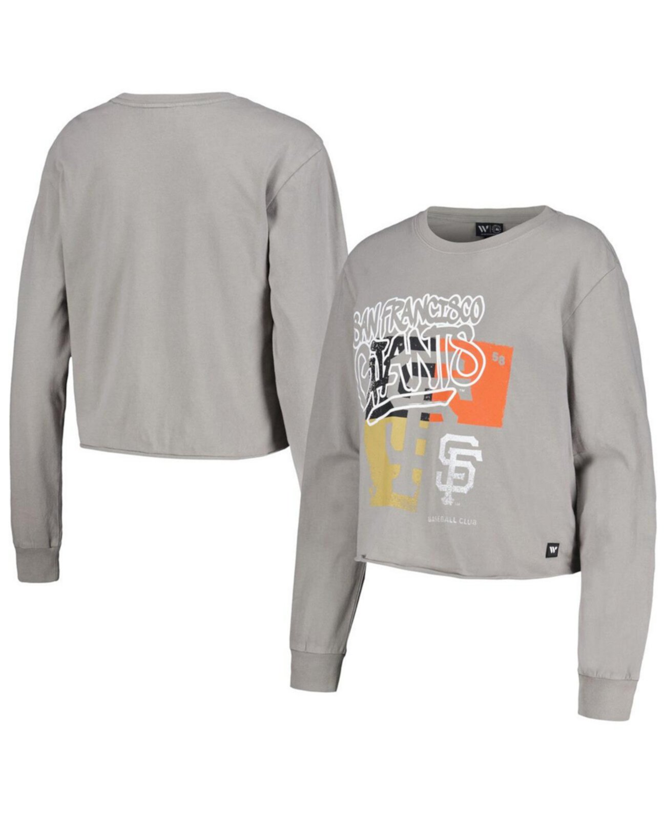Women's Gray San Francisco Giants Cropped Long Sleeve T-shirt The Wild Collective