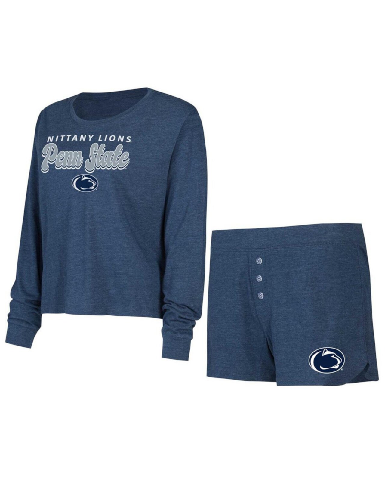 Женский комплект Penn State Nittany Lions: футболка с длинными рукавами и шорты Concepts Sport