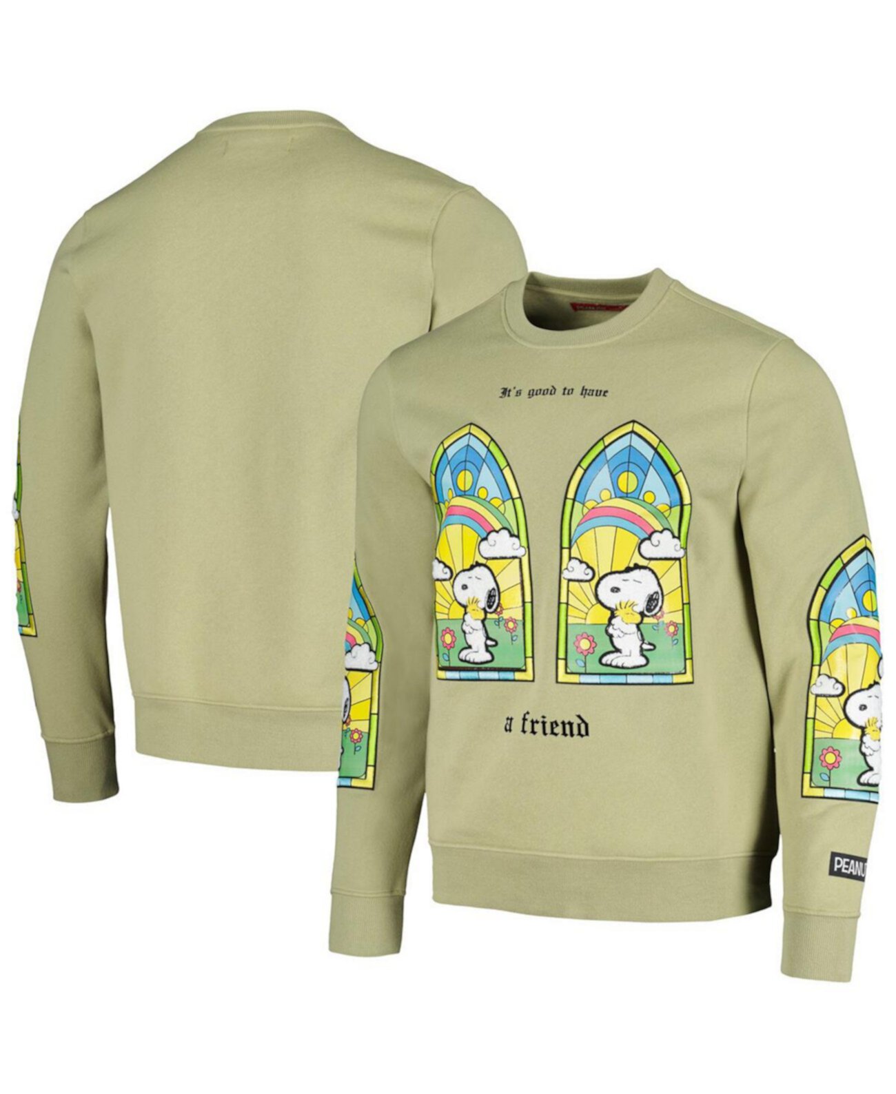 Men's and Women's Olive Peanuts Snoopy Friend Pullover Sweatshirt Freeze Max