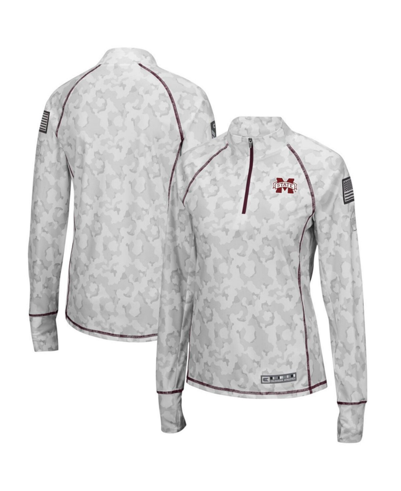 Women's Camo Mississippi State Bulldogs OHT Military-Inspired Appreciation Officer Arctic Lightweight Quarter-Zip Top Colosseum