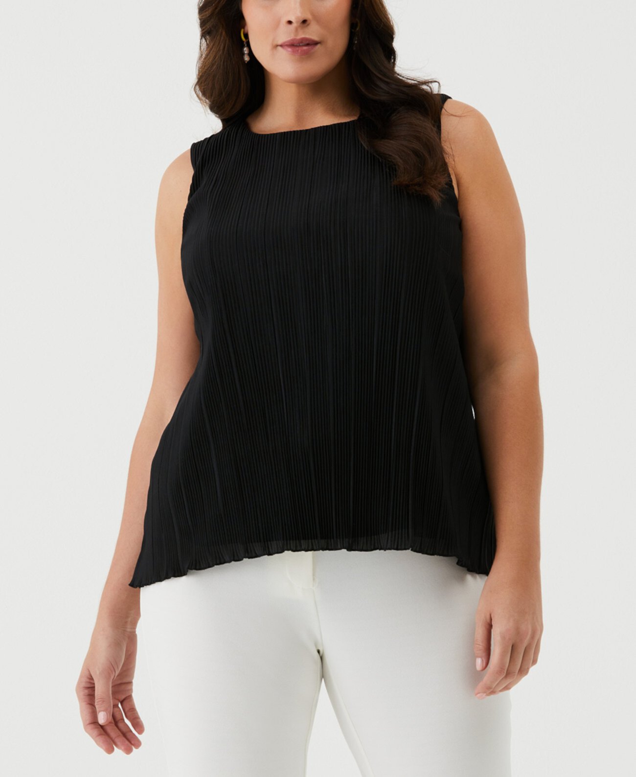 Plus Size Lined Sleeveless Plisse Top ELLA rafaella