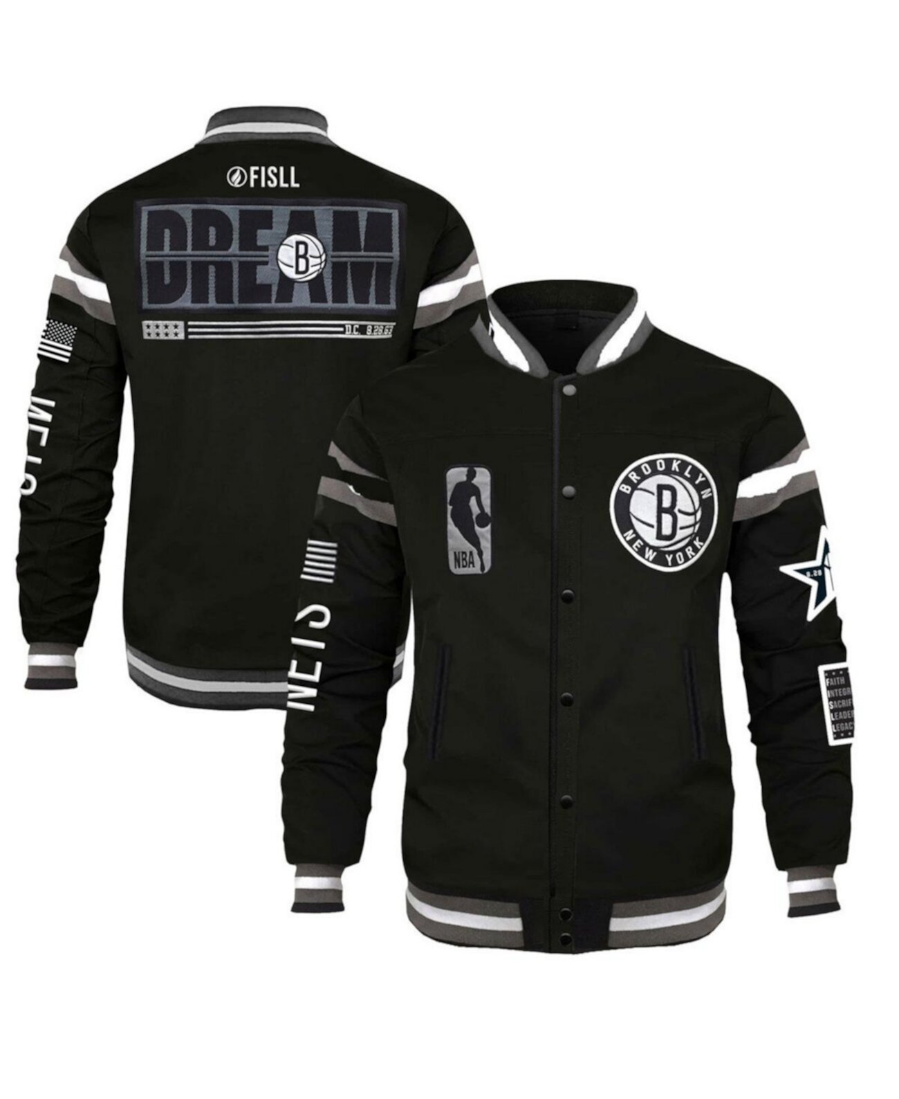 Men's and Women's x Black History Collection Black Brooklyn Nets Full-Snap Varsity Jacket FISLL