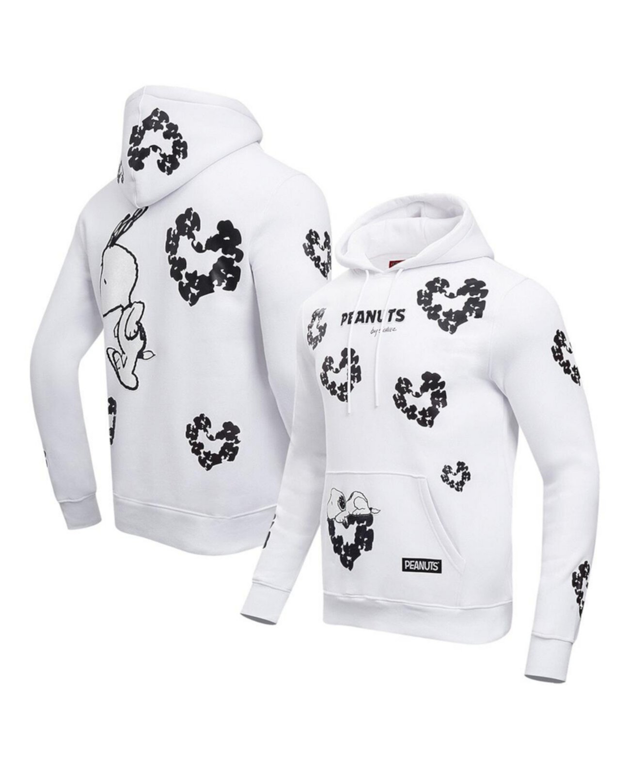 Men's White Peanuts Heart Pullover Hoodie Freeze Max
