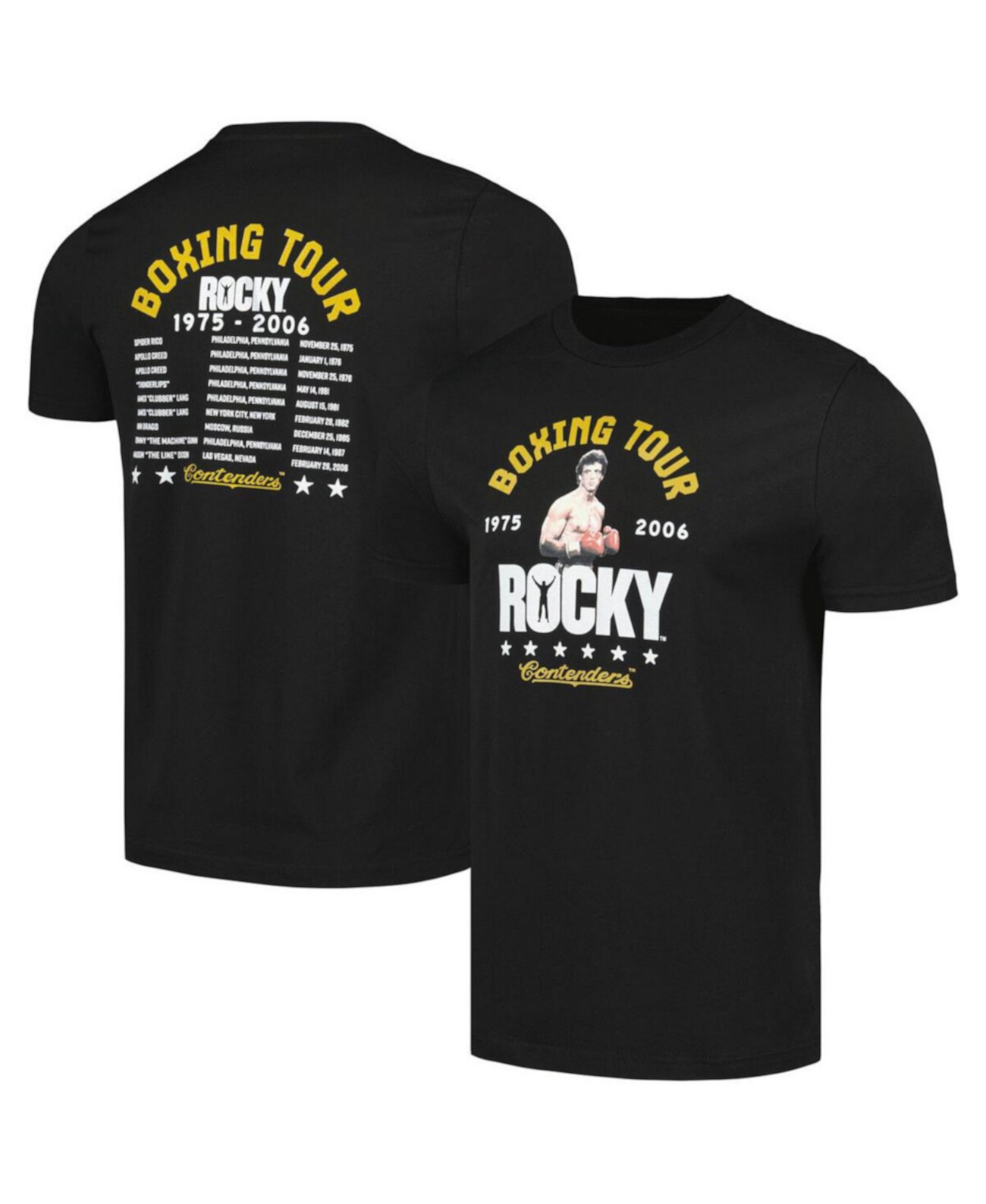 Men's Black Rocky Boxing Tour T-shirt Contenders Clothing