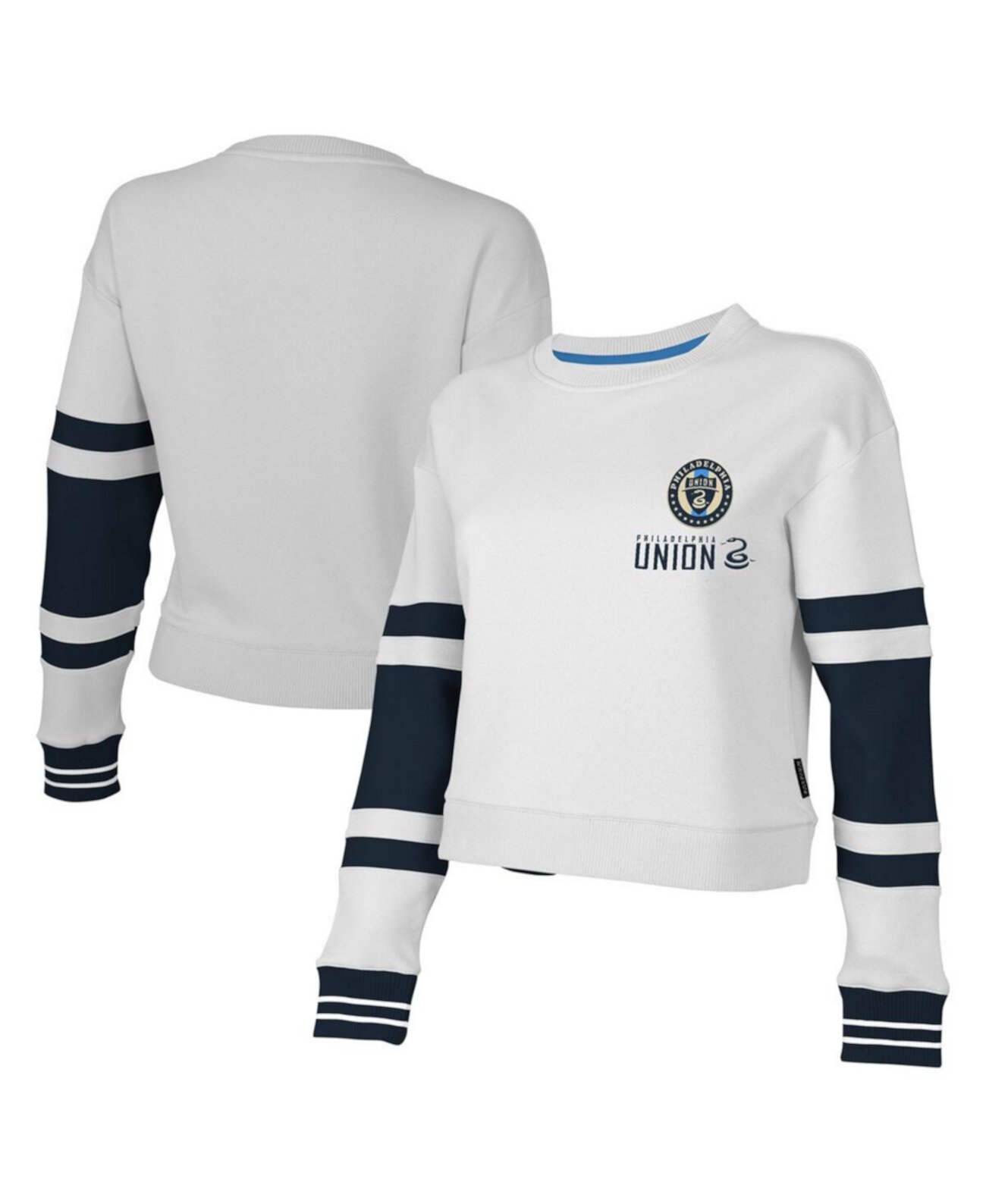 Women's White Philadelphia Union Scrimmage Cropped Pullover Sweatshirt Stadium Essentials