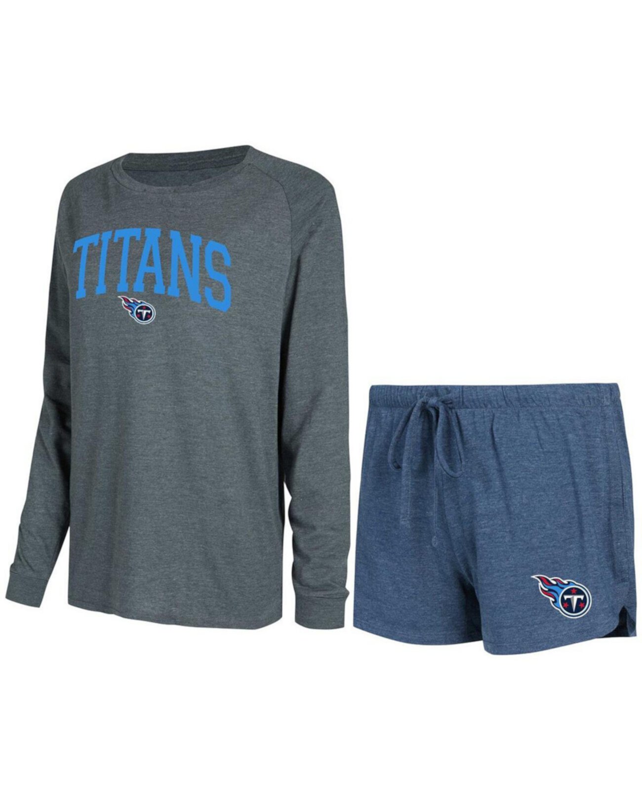 Женский домашний комплект Tennessee Titans: лонгслив и шорты Concepts Sport