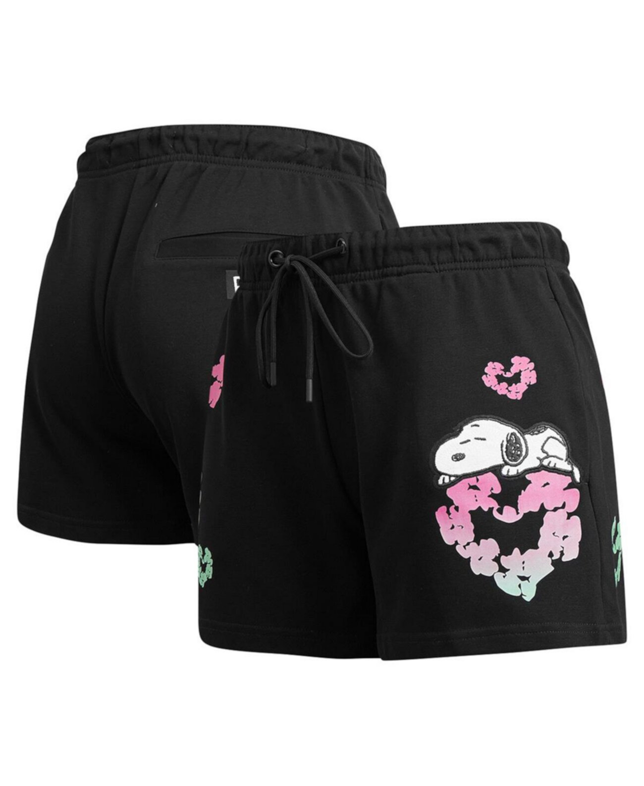 Women's Snoopy Black Peanuts Sweet Heart Fleece Shorts Freeze Max