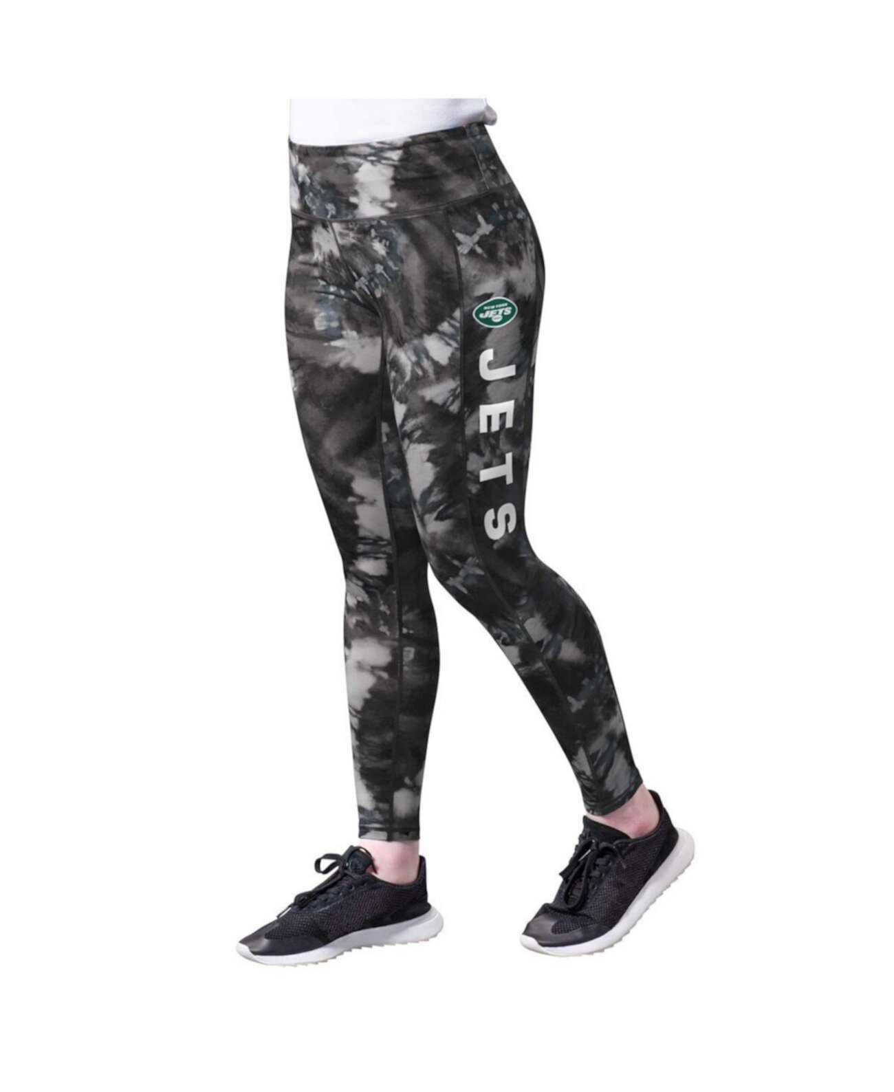 Women's Black New York Jets Aubrey Tie-Dye Leggings MSX by Michael Strahan