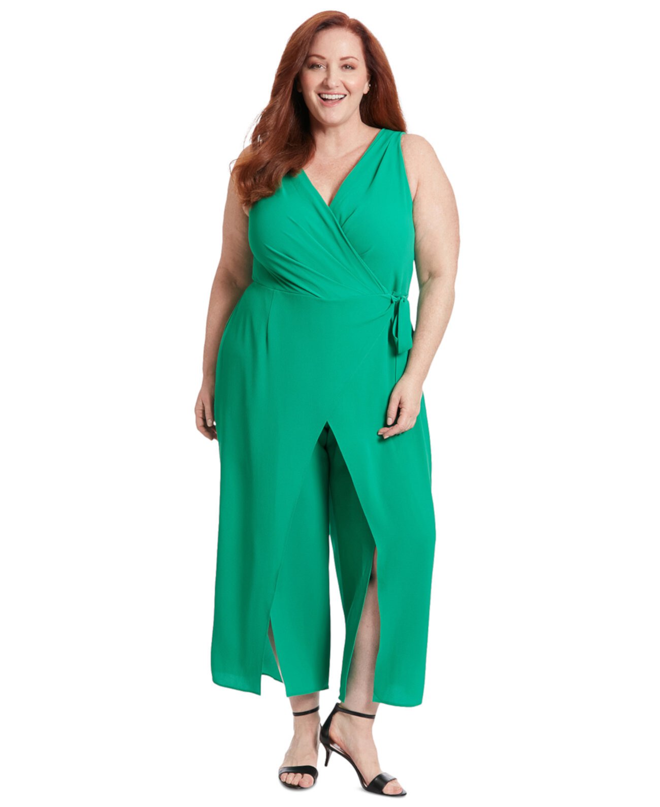 Plus Size Sleeveless Sarong-Tie Jumpsuit London Times