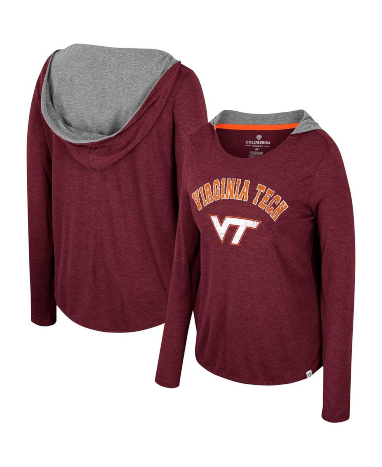 Женское Джерси Colosseum Virginia Tech Hokies Distressed Heather Long Sleeve Hoodie T-shirt Colosseum