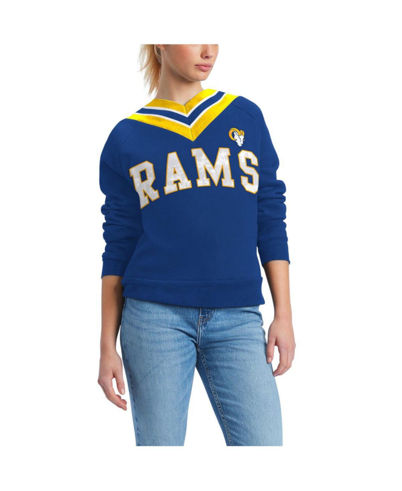 Women's Royal Los Angeles Rams Heidi V-Neck Pullover Sweatshirt Tommy Hilfiger