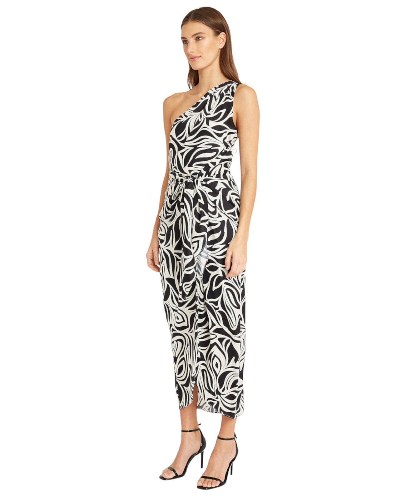 Women's Printed One-Shoulder Tie-Waist Dress Donna Morgan