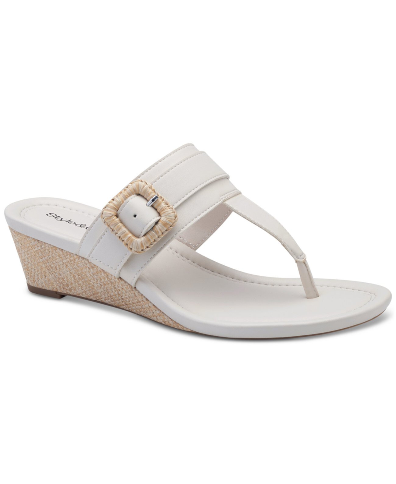 Polliee Buckled Thong Wedge Sandals, Created for Macy's Style & Co