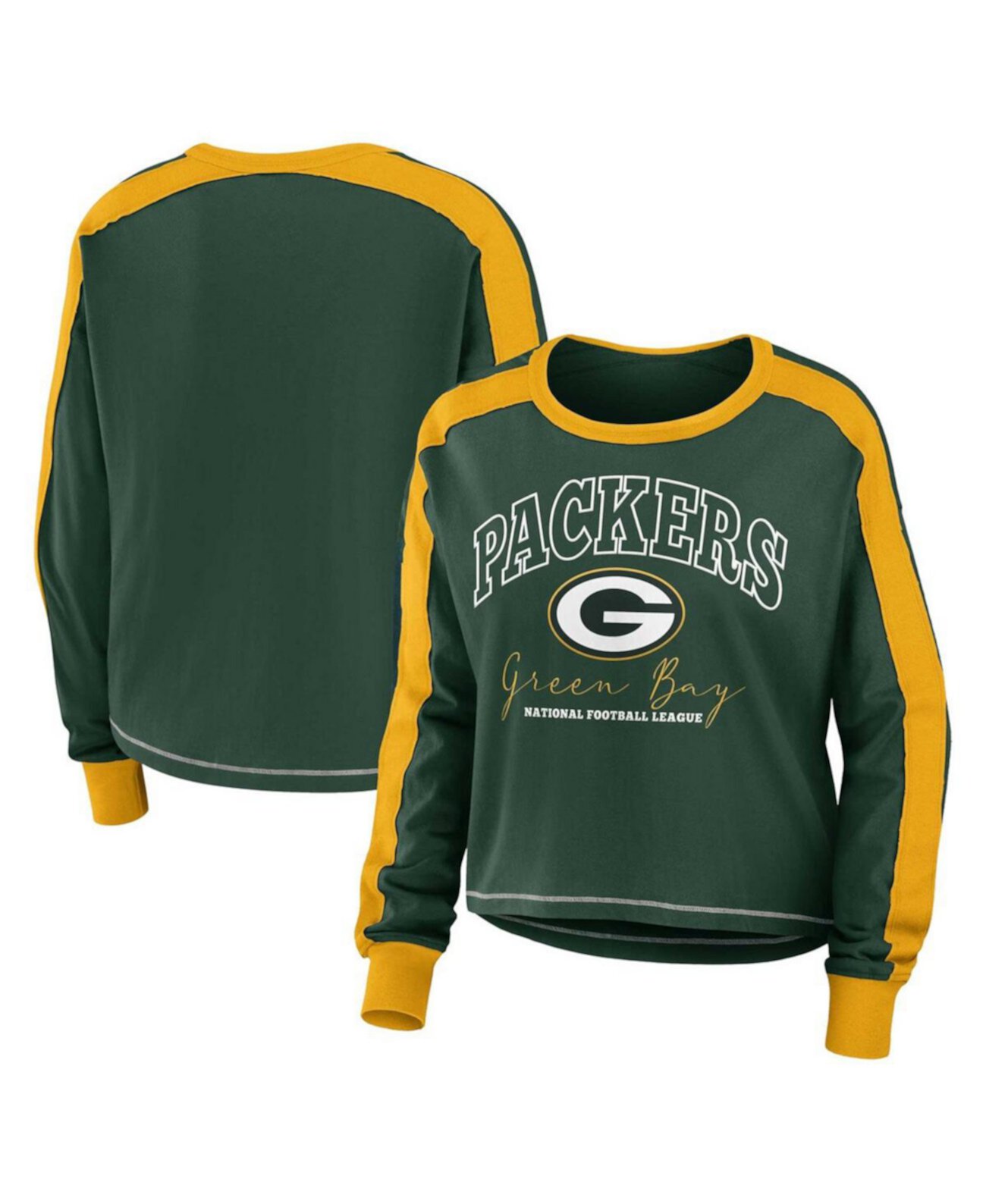 Women's Green Green Bay Packers Plus Size Colorblock Long Sleeve T-shirt WEAR by Erin Andrews