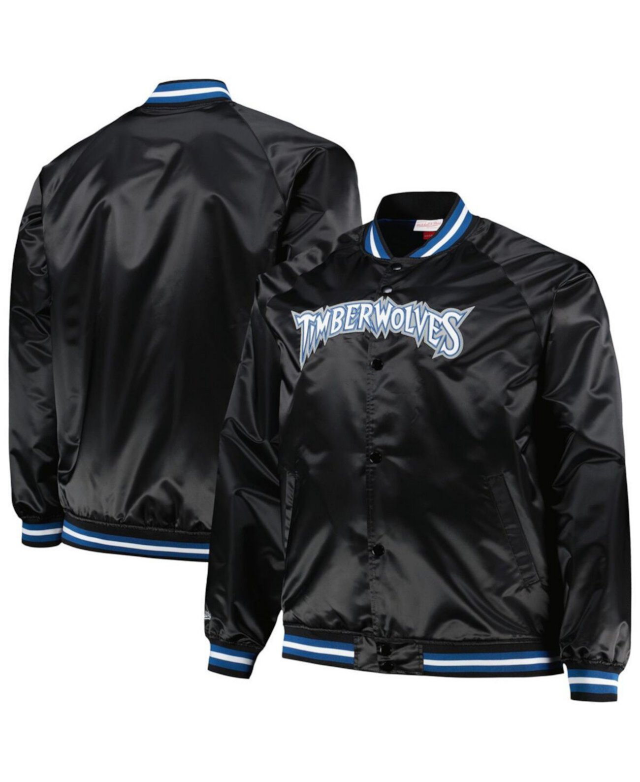 Мужская Куртка Mitchell & Ness Minnesota Timberwolves Hardwood Classics Wordmark Satin Raglan С Полной Застежкой Mitchell & Ness